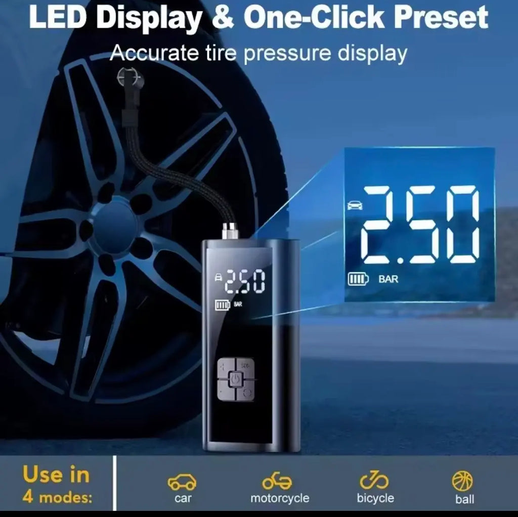 Compresor de Aire Inalámbrico con Pantalla LED Digital