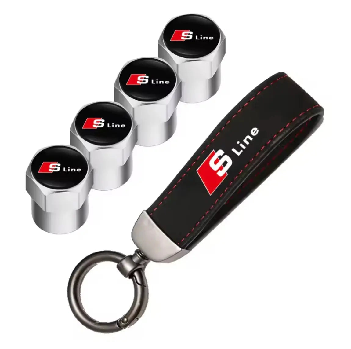 Tapones de Válvula Audi S-Line 4-Pack con Llavero
