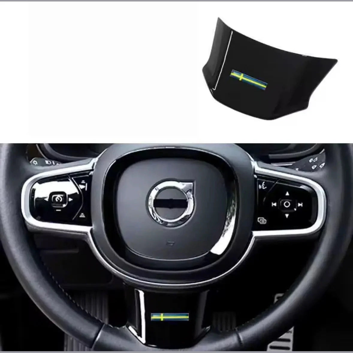 Adorno decorativo para volante Volvo, negro, para V60, V90, S60, S90, XC60, XC90