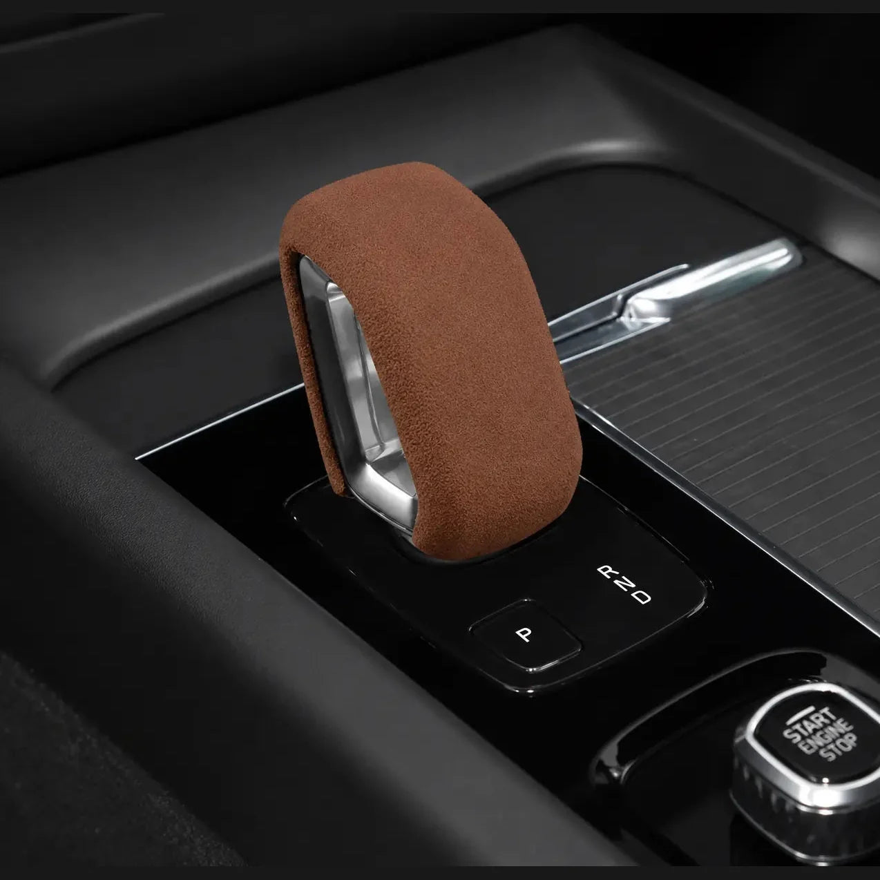 Funda de Piel Vuelta para Pomo de Palanca de Cambios Volvo XC40 XC60 XC90 V60 V90