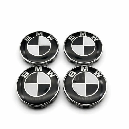 BMW Centrumkåpor Svart/Vit 68mm 4-Pack
