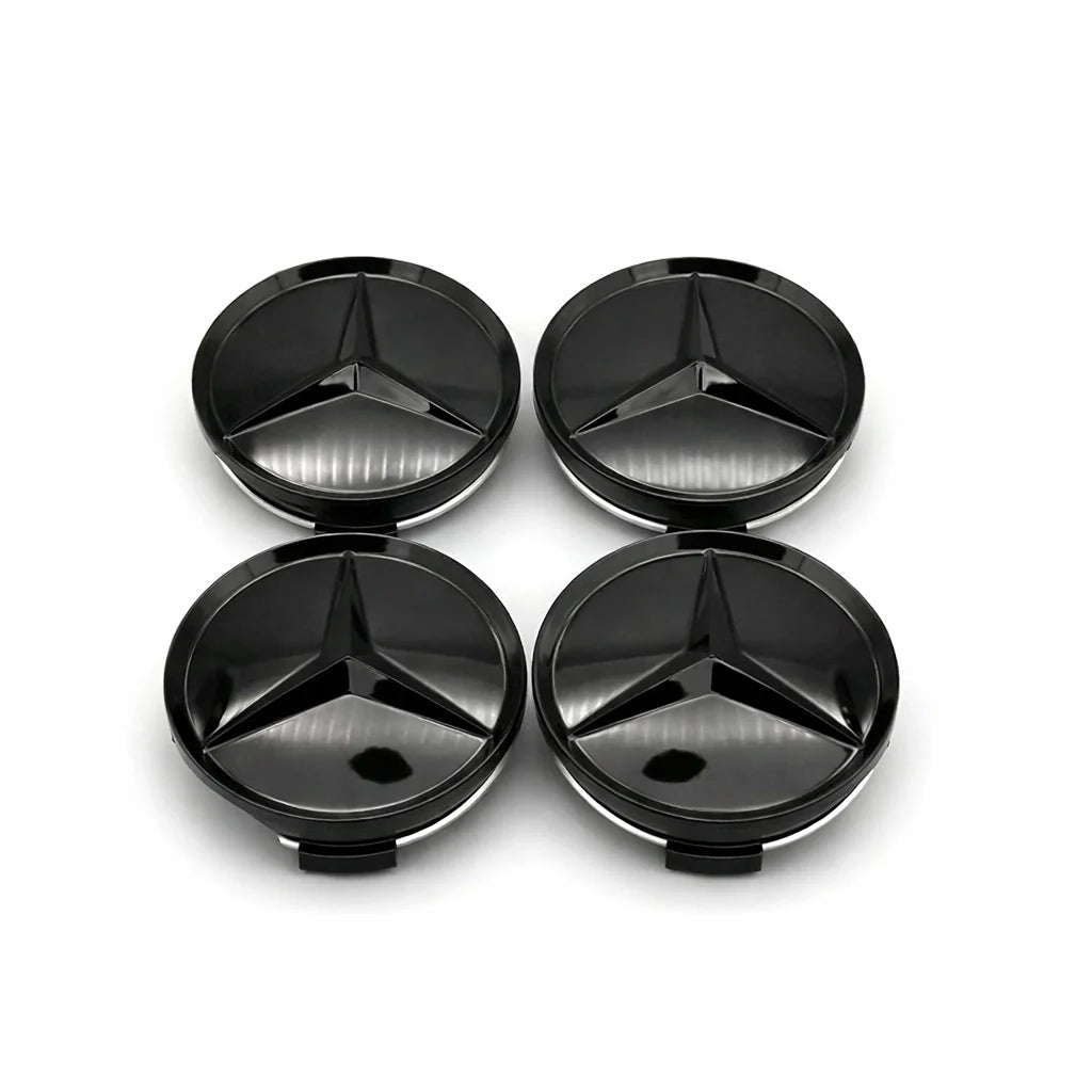 Mercedes Centrumkåpor Blanksvarta 4-Pack