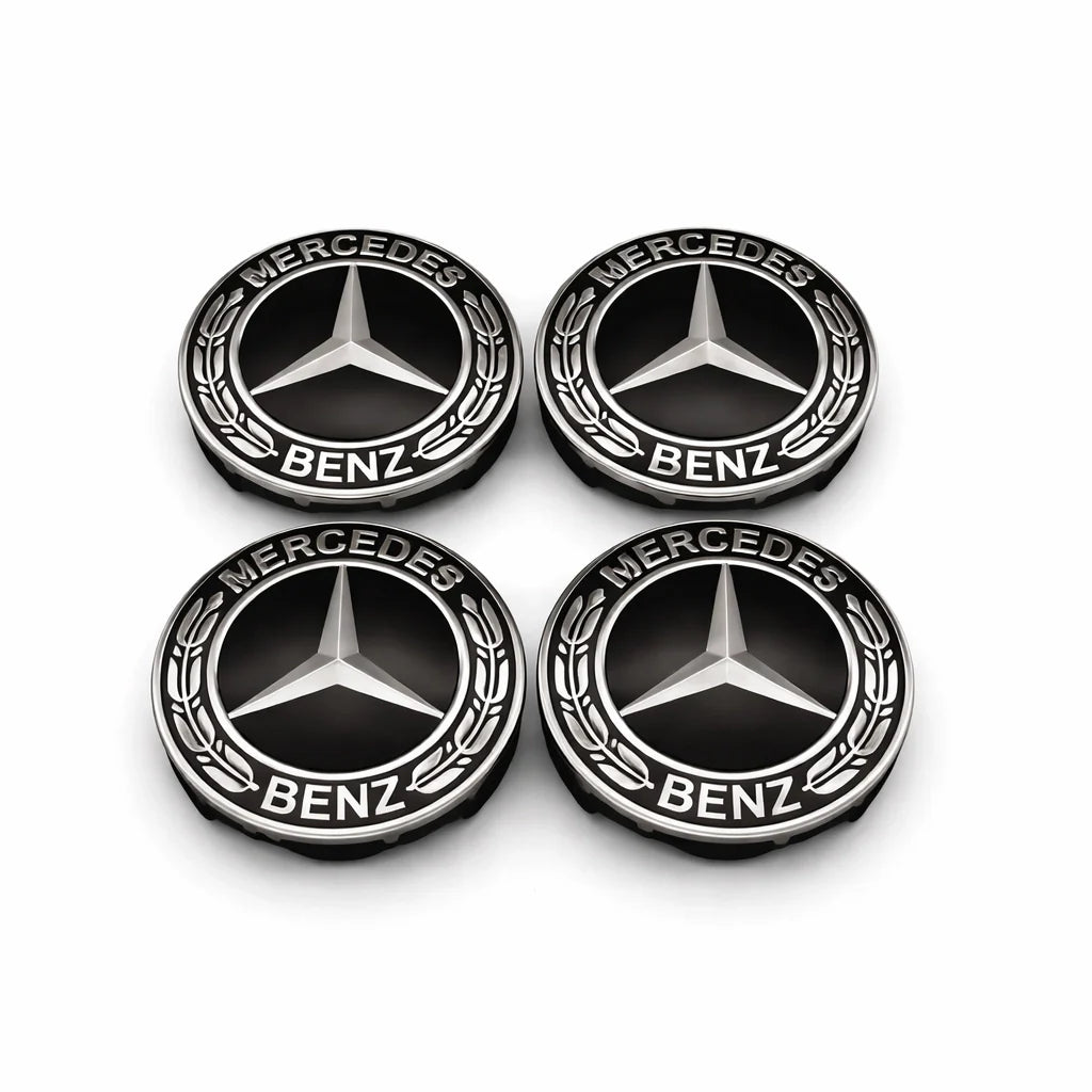 Mercedes Centrumkåpor Svarta 4-Pack
