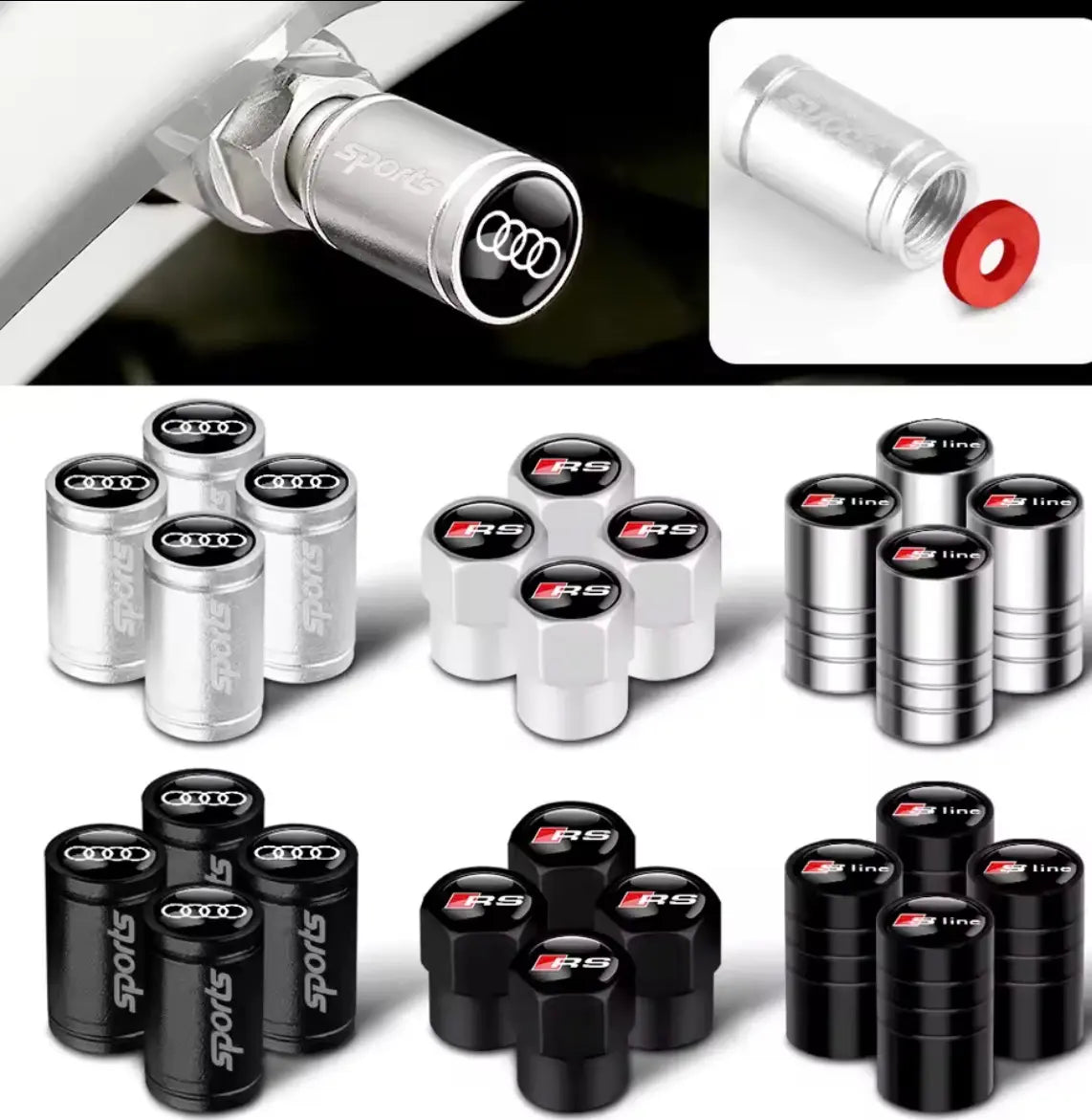 Tapones de Válvula Audi 4-Pack RS/Sline/Audi