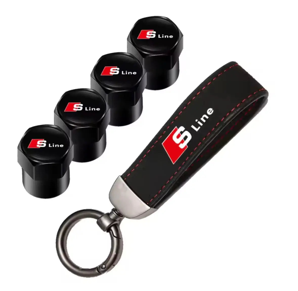 Tapones de Válvula Audi S-Line 4-Pack con Llavero