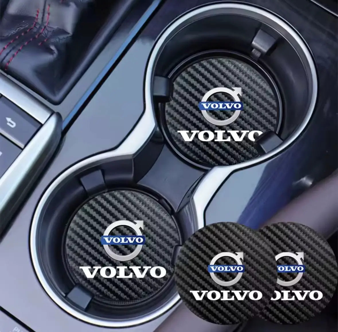 Volvo Mugghållare Underlägg Pad Kolfiber 2-Pack